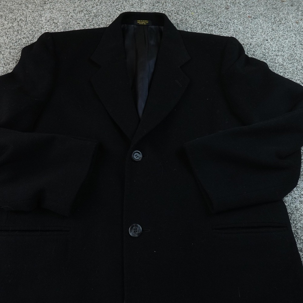 Mark Alexander Coat Mens 42 Black Cashmere Long Overcoat Trench Parka Jacket Top